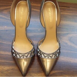 Sergio Rossi Gold Stiletto Rhinestone Embellished pumps, 10